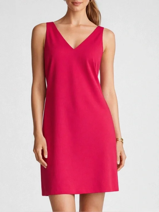 Ralph Lauren Black Label Sleeveless V-Neck Shift Dress in Pink - Picture 1 of 5